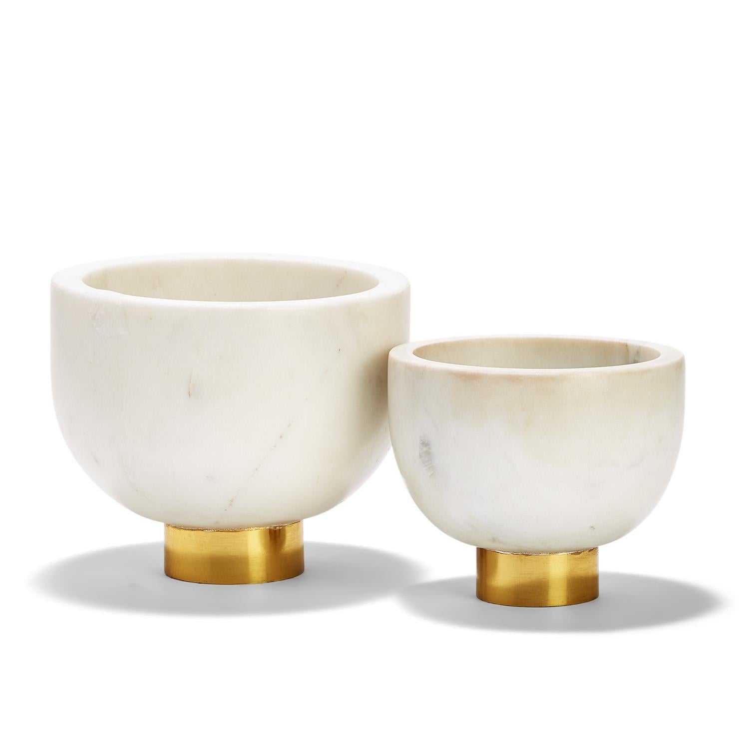 WHITE MARBLE BOWLS (SET OF 2)