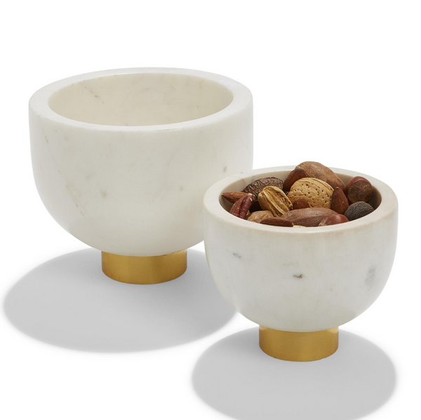 WHITE MARBLE BOWLS (SET OF 2)